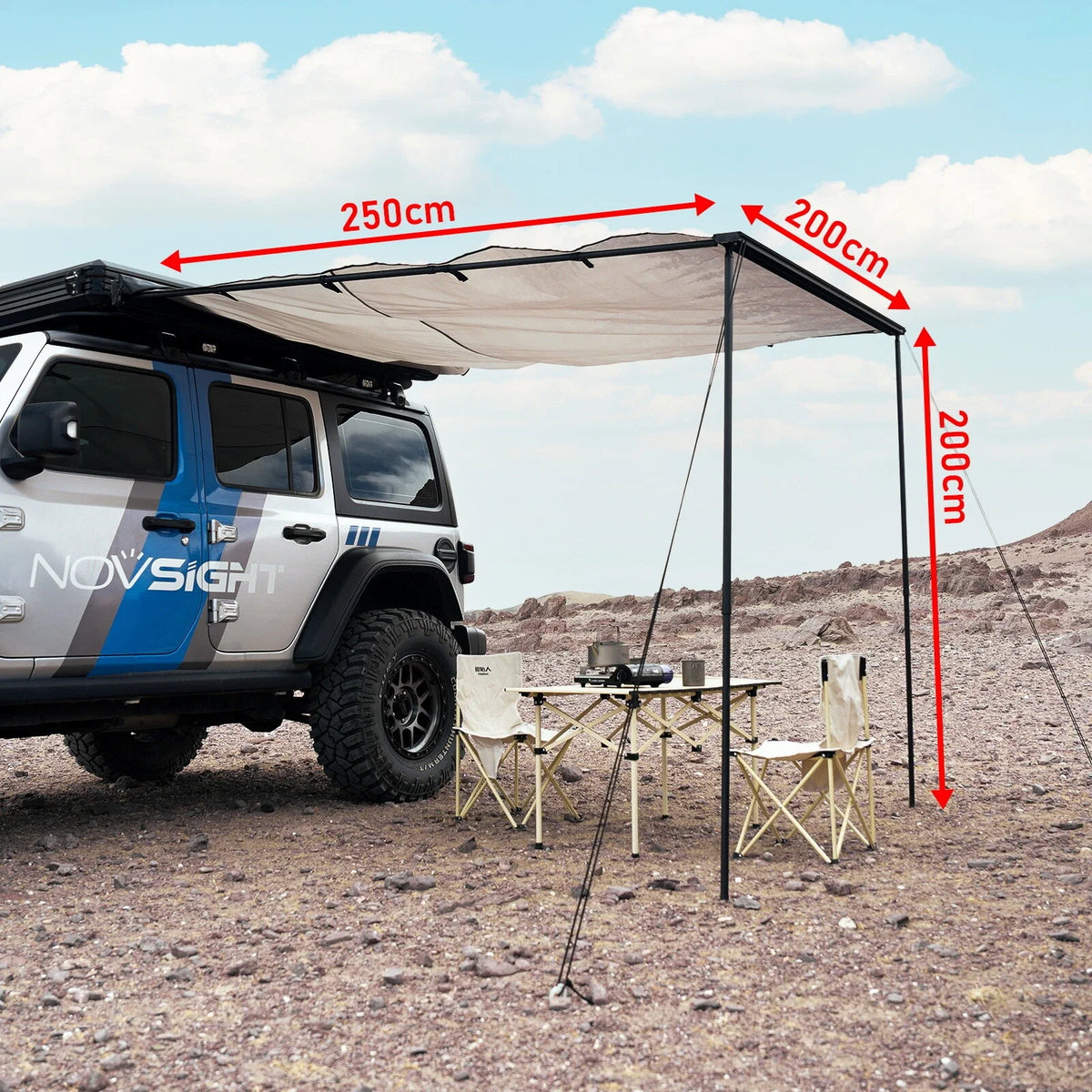 Car Side Awning for SUV (6.5x8.2ft) Outdoor Camping Sun Shade