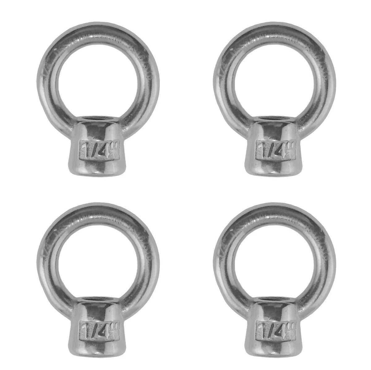 Set of 4 Stainless Steel 316 Lifting Eye Nuts 1/4" for Various Applications