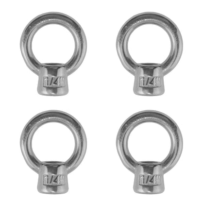 Set of 4 Stainless Steel 316 Lifting Eye Nuts 1/4" for Various Applications