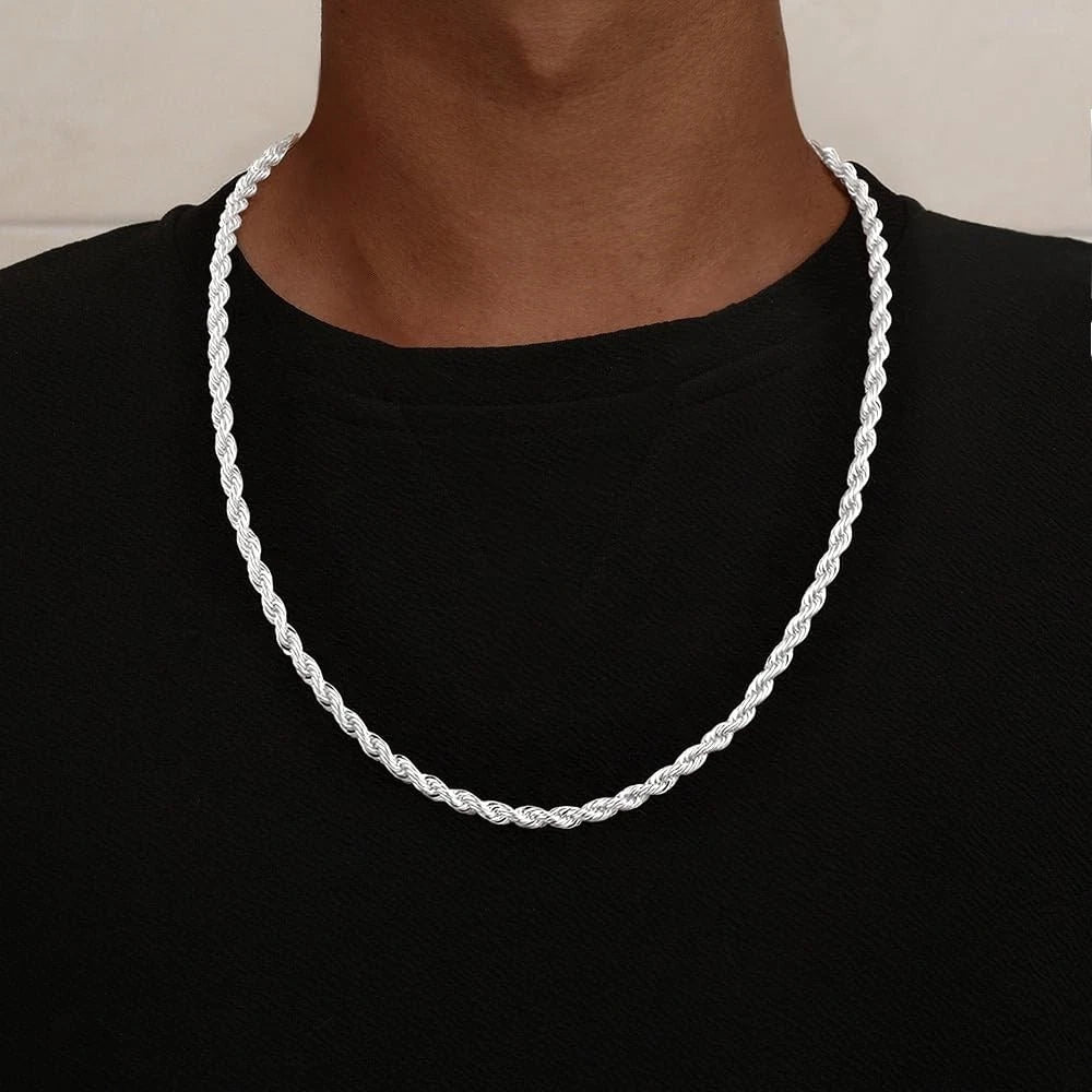 24-Inch 5mm Diamond Cut Rope Chain for Universal Use