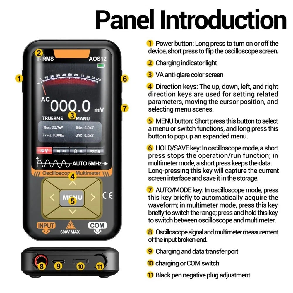 AOS12 Oscilloscope Multimeter for 2 in 1
