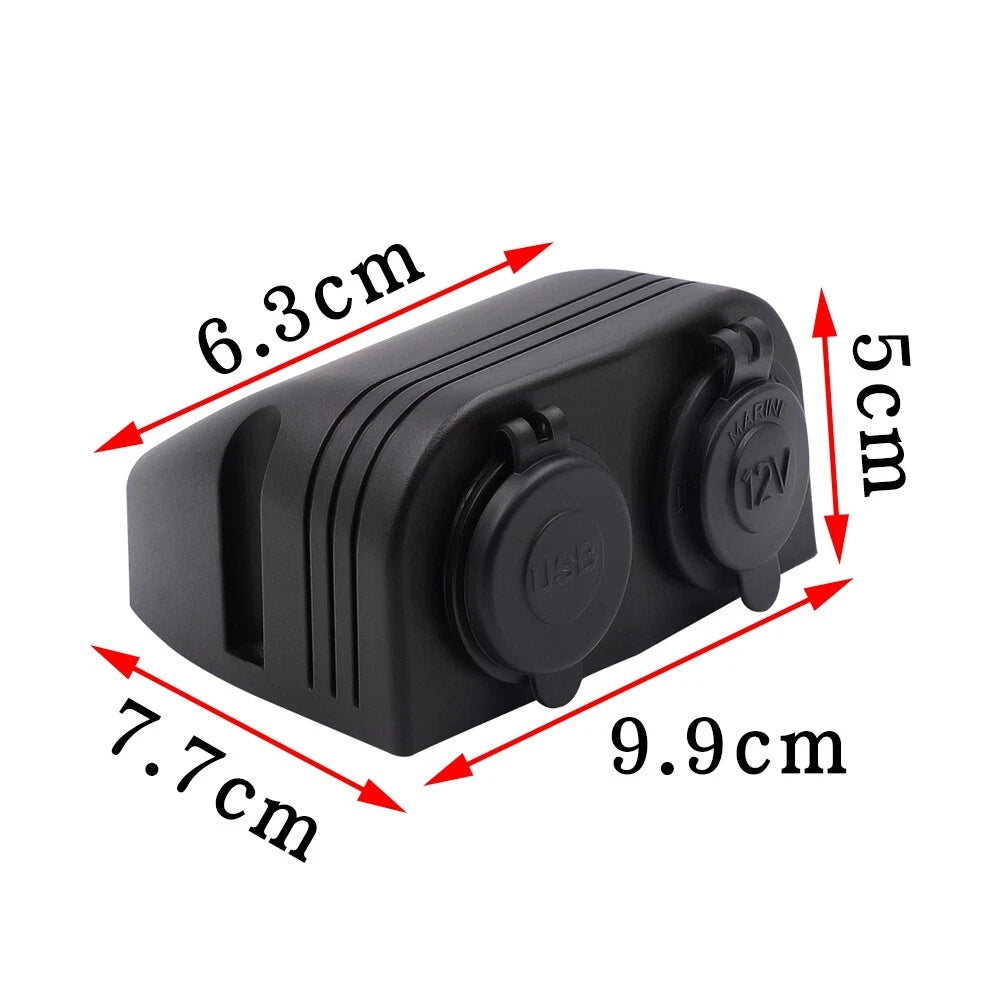 12V Dual USB Charger Power Socket for Car Marine E (S006-058-Blue)