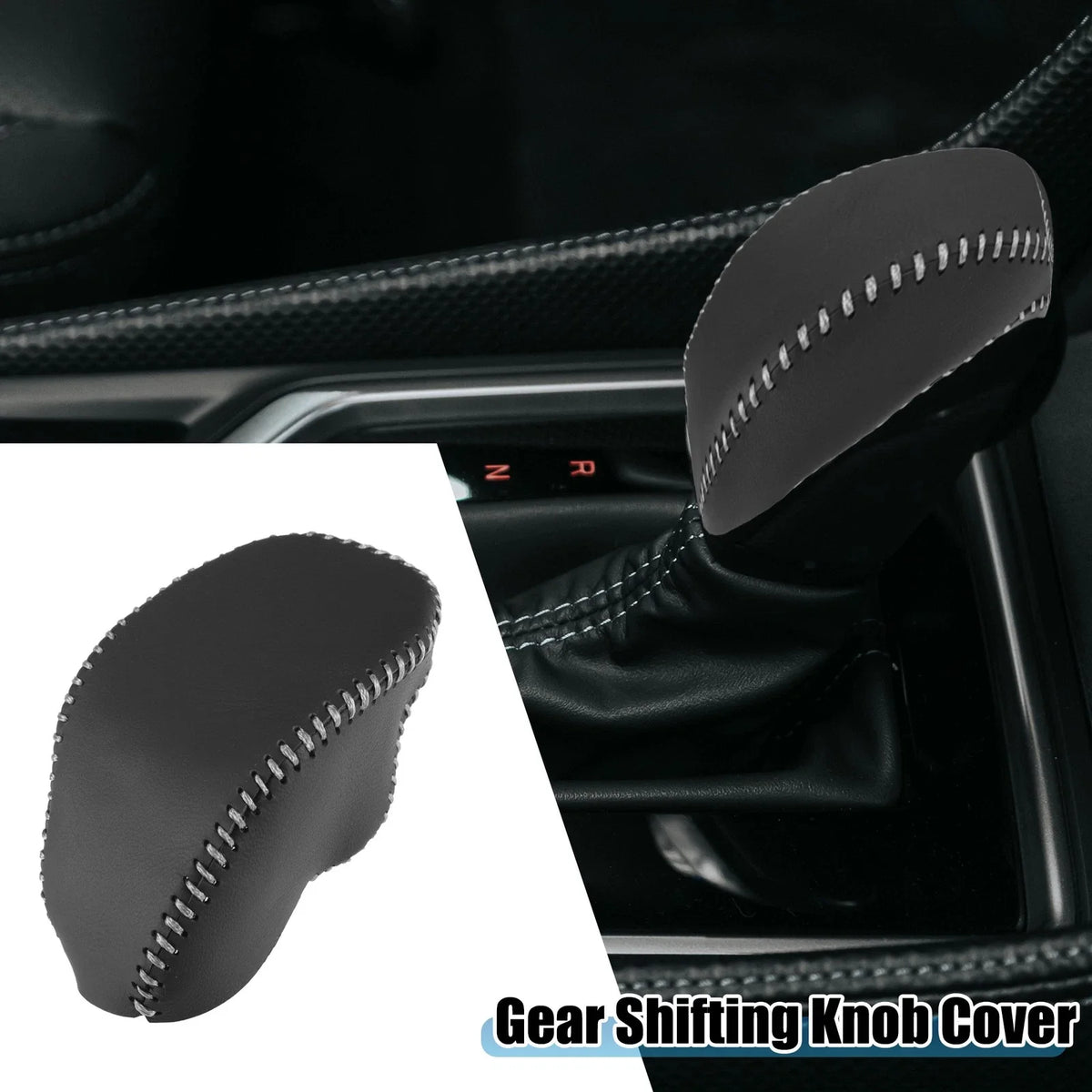 Gear Shifting Knob Cover for Toyota RAV4 (2019–2023) Black Gray Stitches