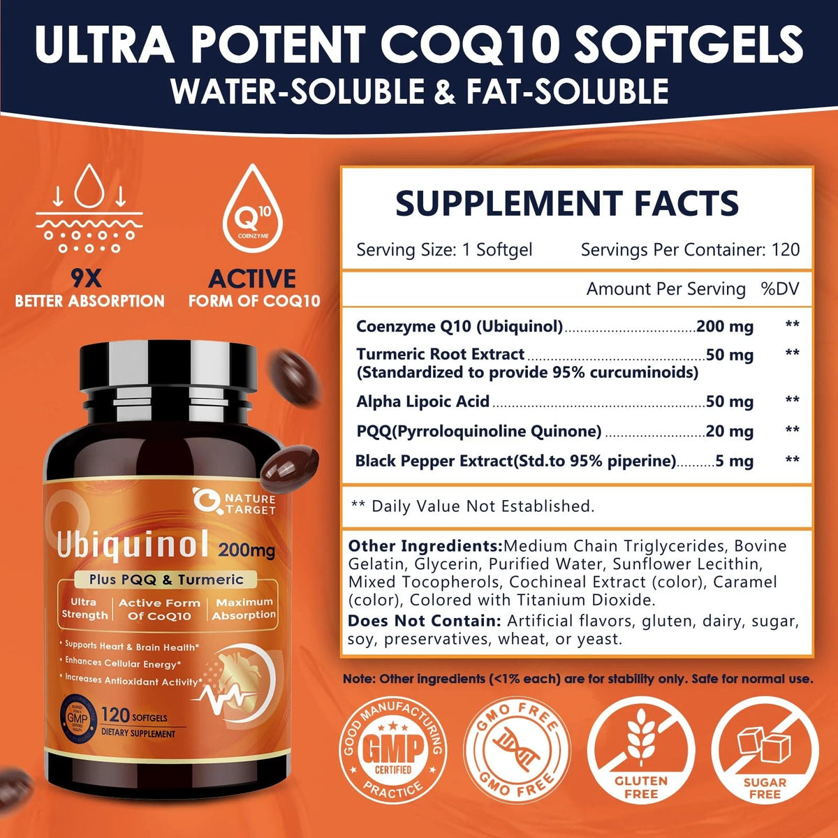 Ubiquinol CoQ10 200mg for Health Supplement (Pack of 1)