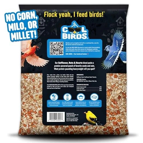 Safflower, Nuts & Hearts Wild Bird Seed for Birds (Pack of 10 Pounds)