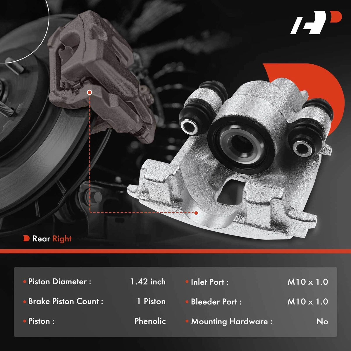 A-Premium Rear Right Brake Caliper for Chrysler PT Cruiser (2001–2010) 5018206AA, 18-4784, 184784