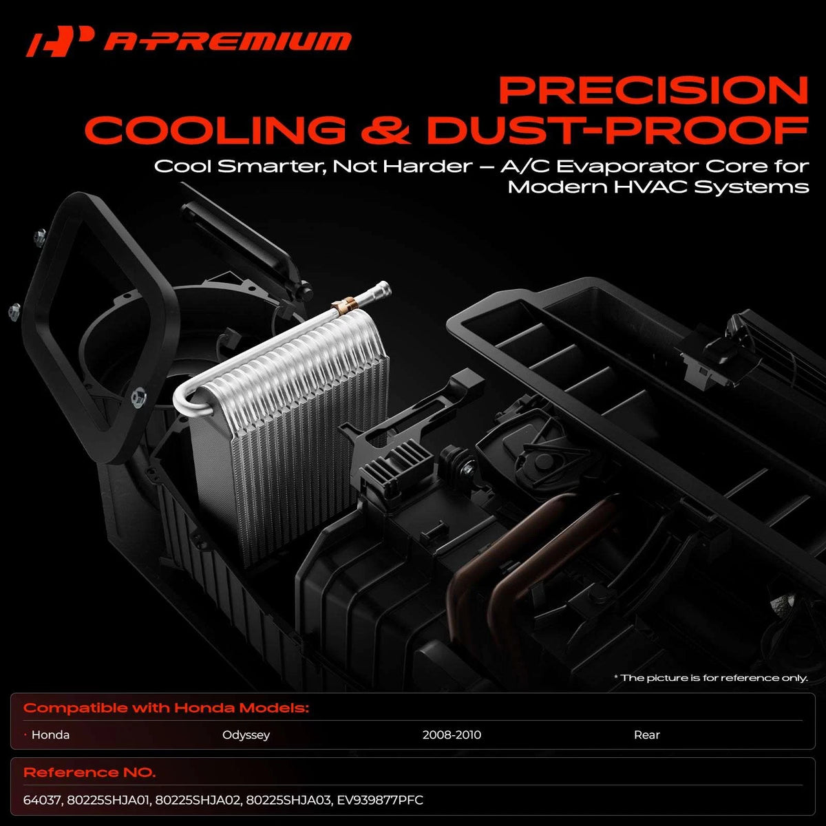 A-Premium Rear A/C Evaporator Core for Honda Odyssey (2005–2010) 80225SHJA02, 80225SHJA03, 80225SHJA01, EV939877PFC