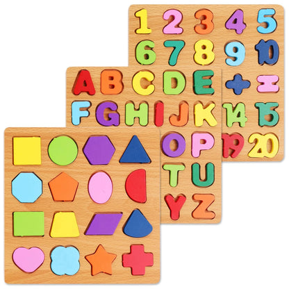 Pack of 3 Alphabet Wooden Puzzles for Toddlers 3-5
