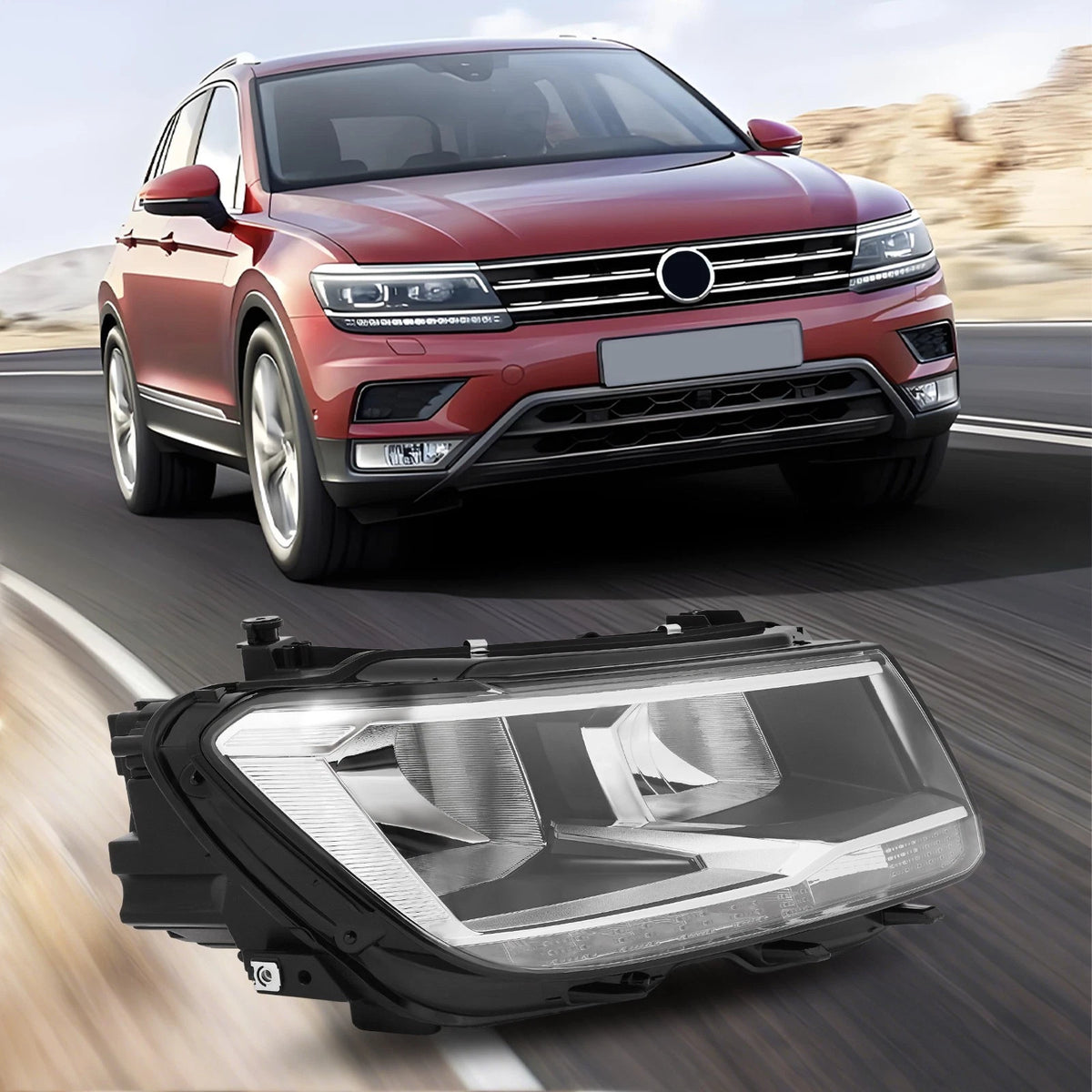 Halogen Headlight Lamp w/LED DRL for Volkswagen Tiguan (2018–2021) VW2503169