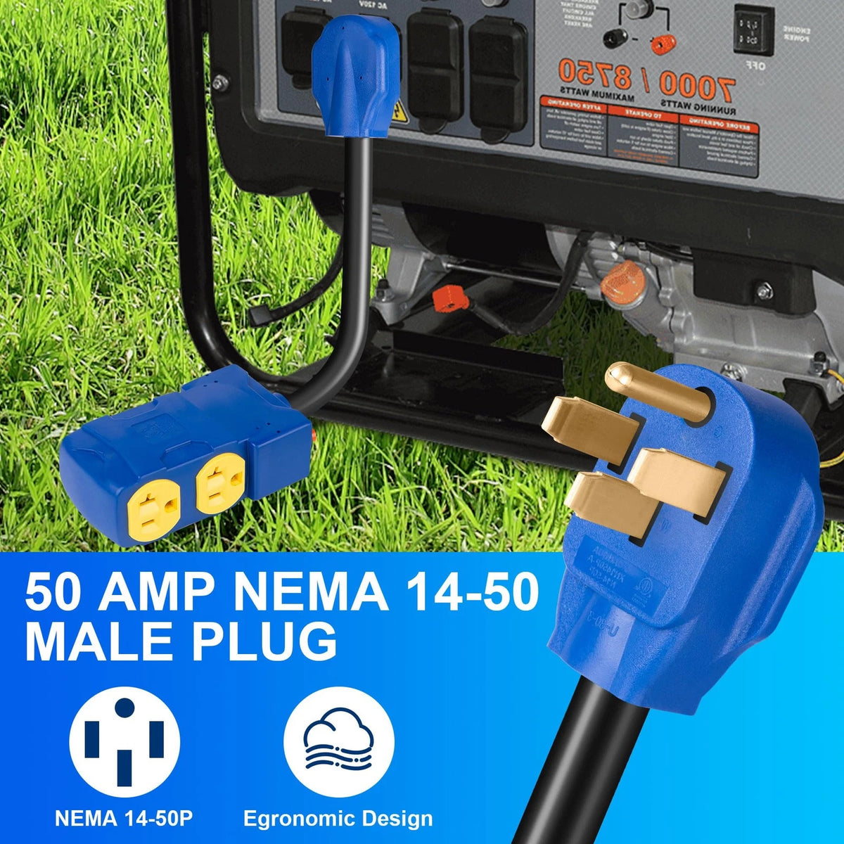 50 Amp to 20 Amp RV Distribution Adapter for NEMA 14-50P (4 X 5-20R/15R)