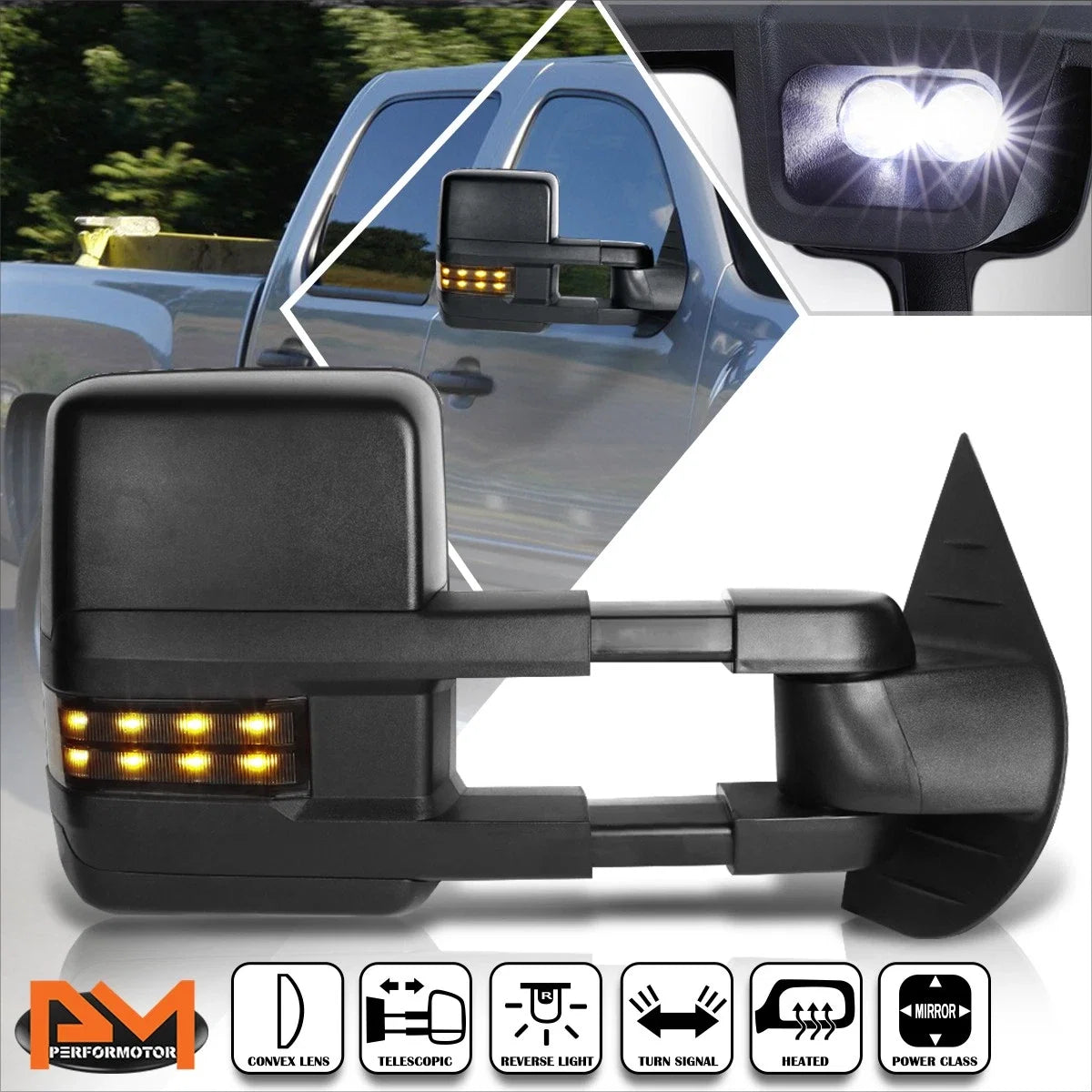 Power+Heat Towing Mirror with Smoked LED Lamp for Silverado/Sierra (2007–2014)