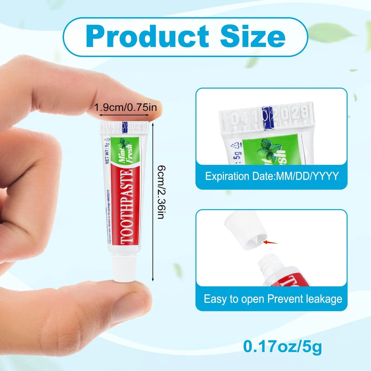 30 Tubes Travel Size Toothpaste Disposable Mini 1 Fl Oz (Pack of 30)