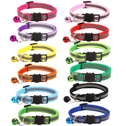 12-Pack Reflective Cat Collars 19-32 cm - Multicolor