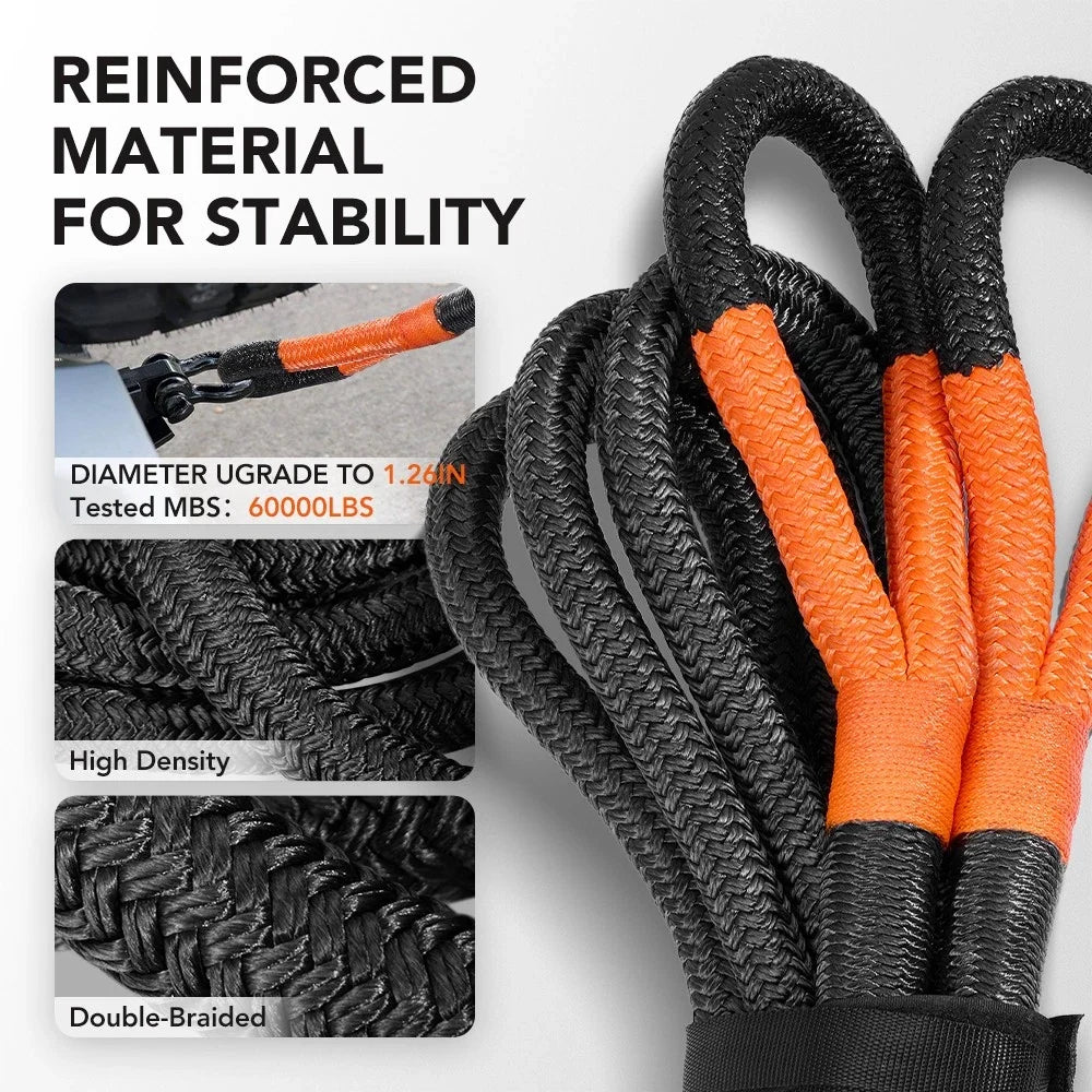 Kinetic Recovery Rope for Off-Road Vehicles (60000 lbs, 30ft)