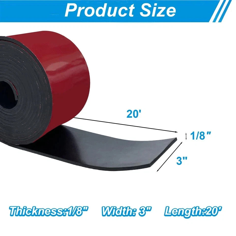 Adhesive Rubber Strips 3" Wide x 1/8" Thick x 20" Long Neoprene