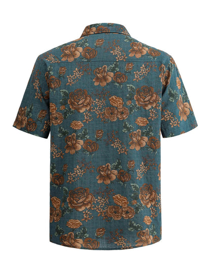 TIXMIE Hawaiian Shirt for Men (Short Sleeve, Aloha, Bluegreen)
