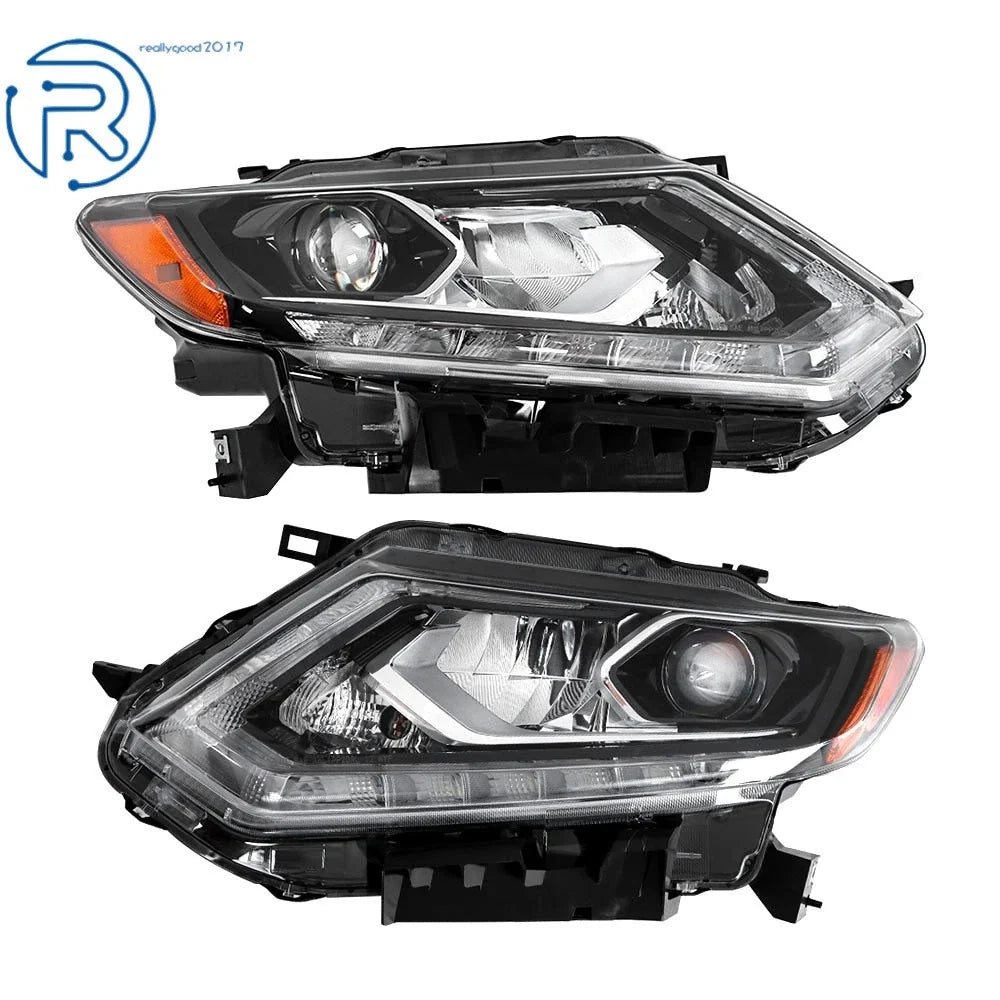 Set of 2 LED Headlight Assembly for Nissan Rogue (2014–2016) Chrome Housing