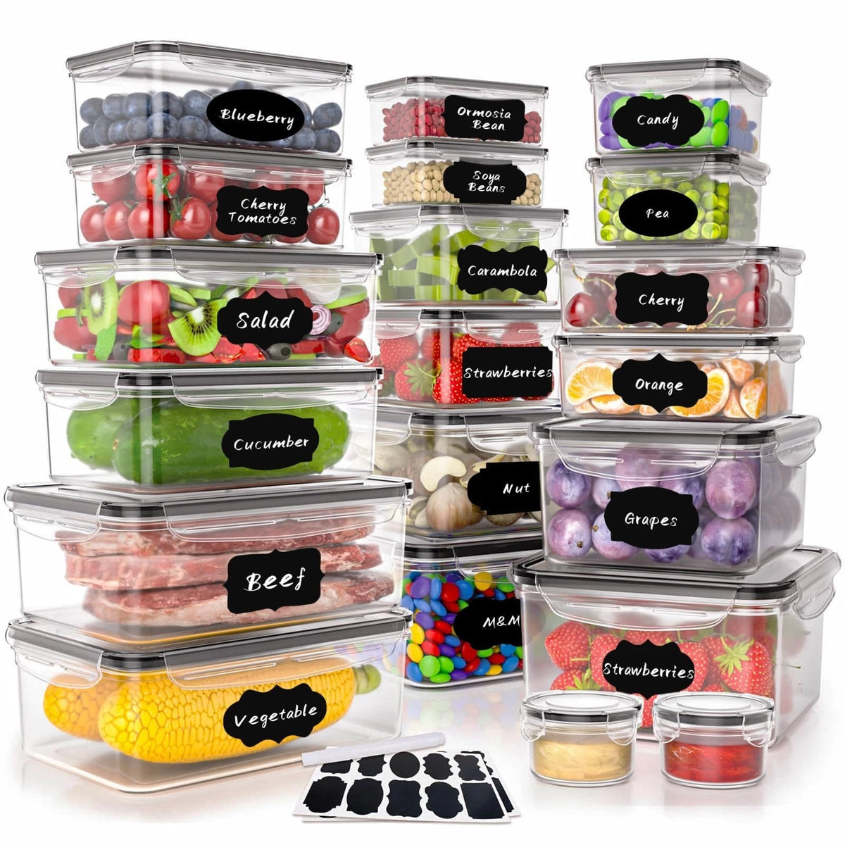 40 PCS Plastic Food Storage Containers with Lids, Airtight, BPA-Free