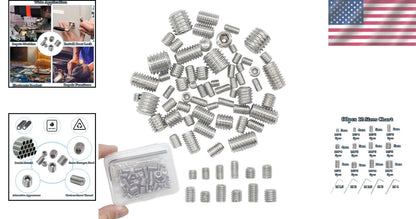 60pcs Stainless Steel Grub Screws for Electronics & Furniture