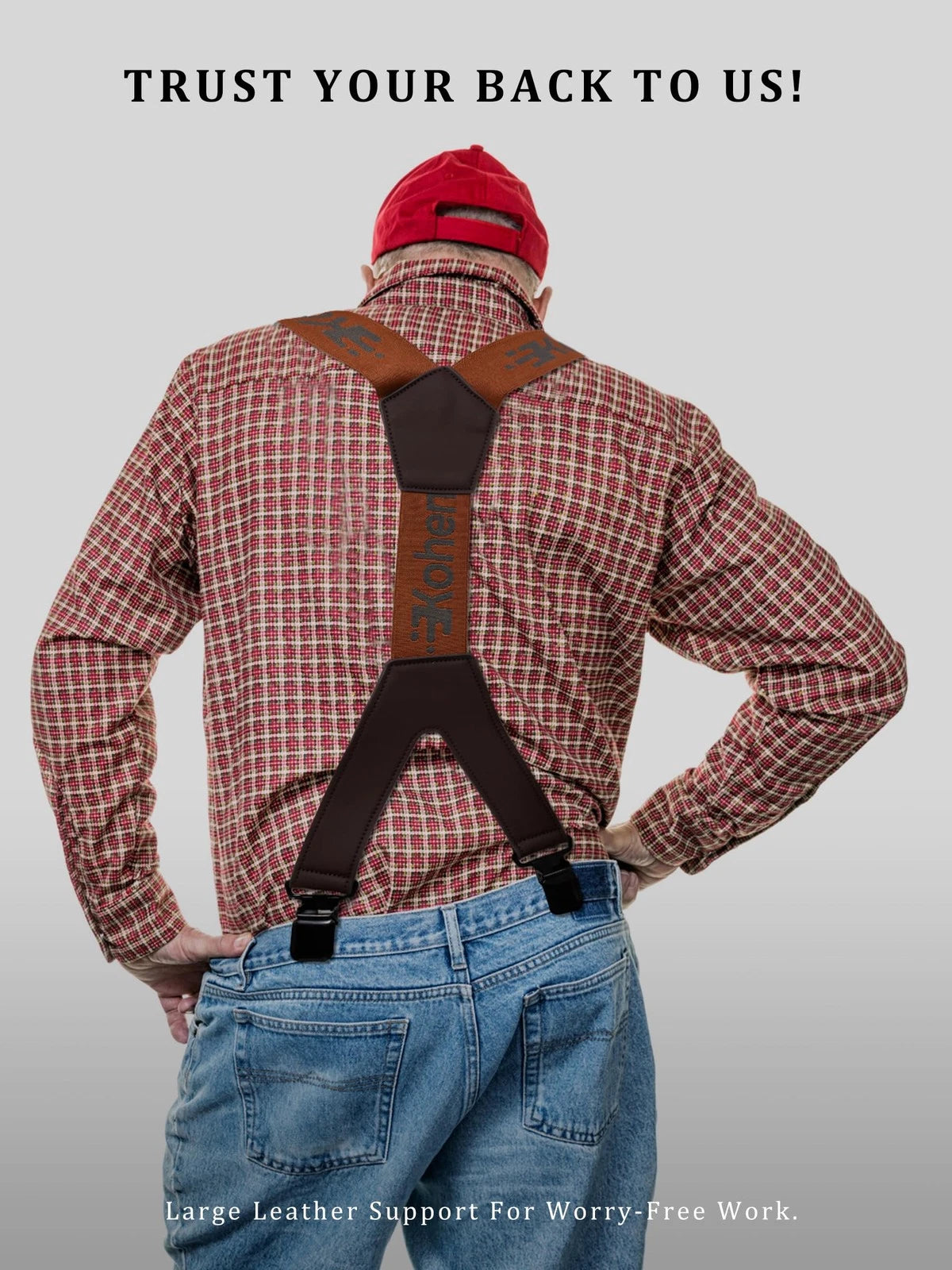 2X Industrial Strength Work Suspenders for Men (47 inches, Brown)