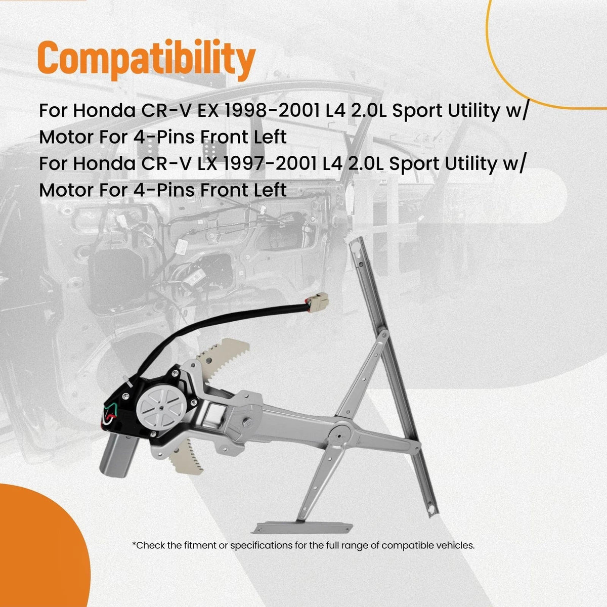 Front Left Window Regulator Assembly for Honda CR-V (1997–2001) 741-950 741950