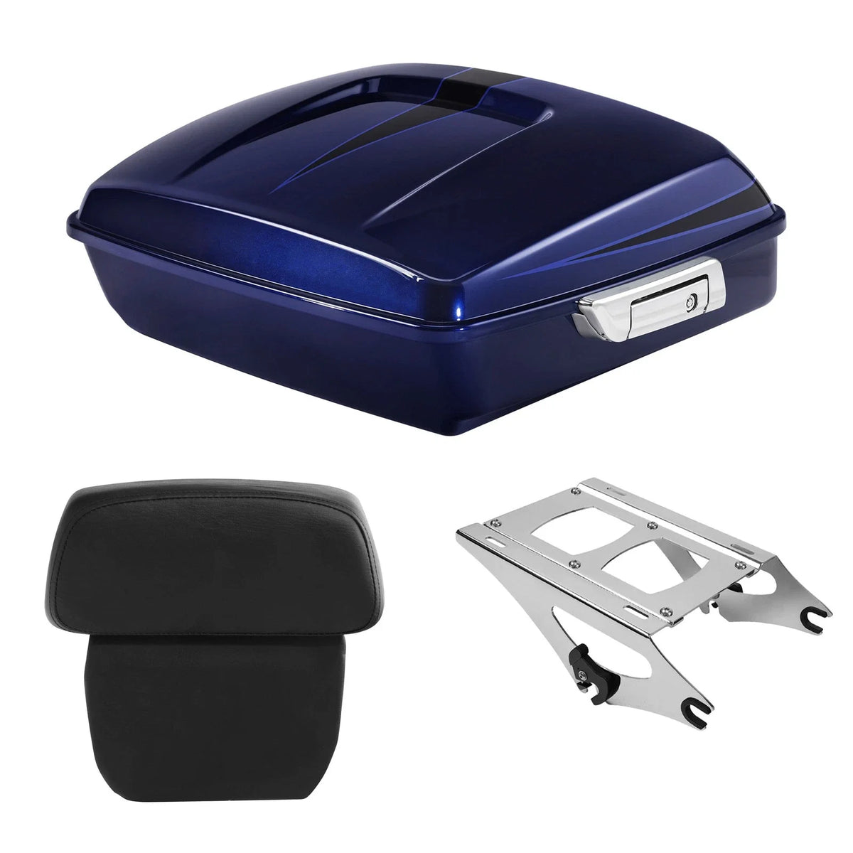 Chopped Trunk Pad Mount for Harley Touring (2014–2026) Zephyr Blue/Black Sunglo