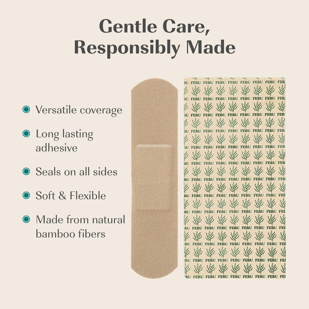 100 Strips Bamboo Fabric Bandages for Standard One Size