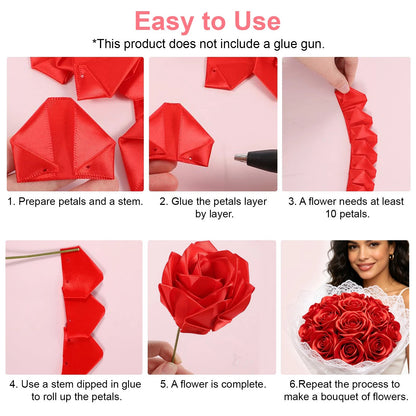 2X DIY Satin Rose Kit for Flower Making Craft (Makes 18-20 Roses)