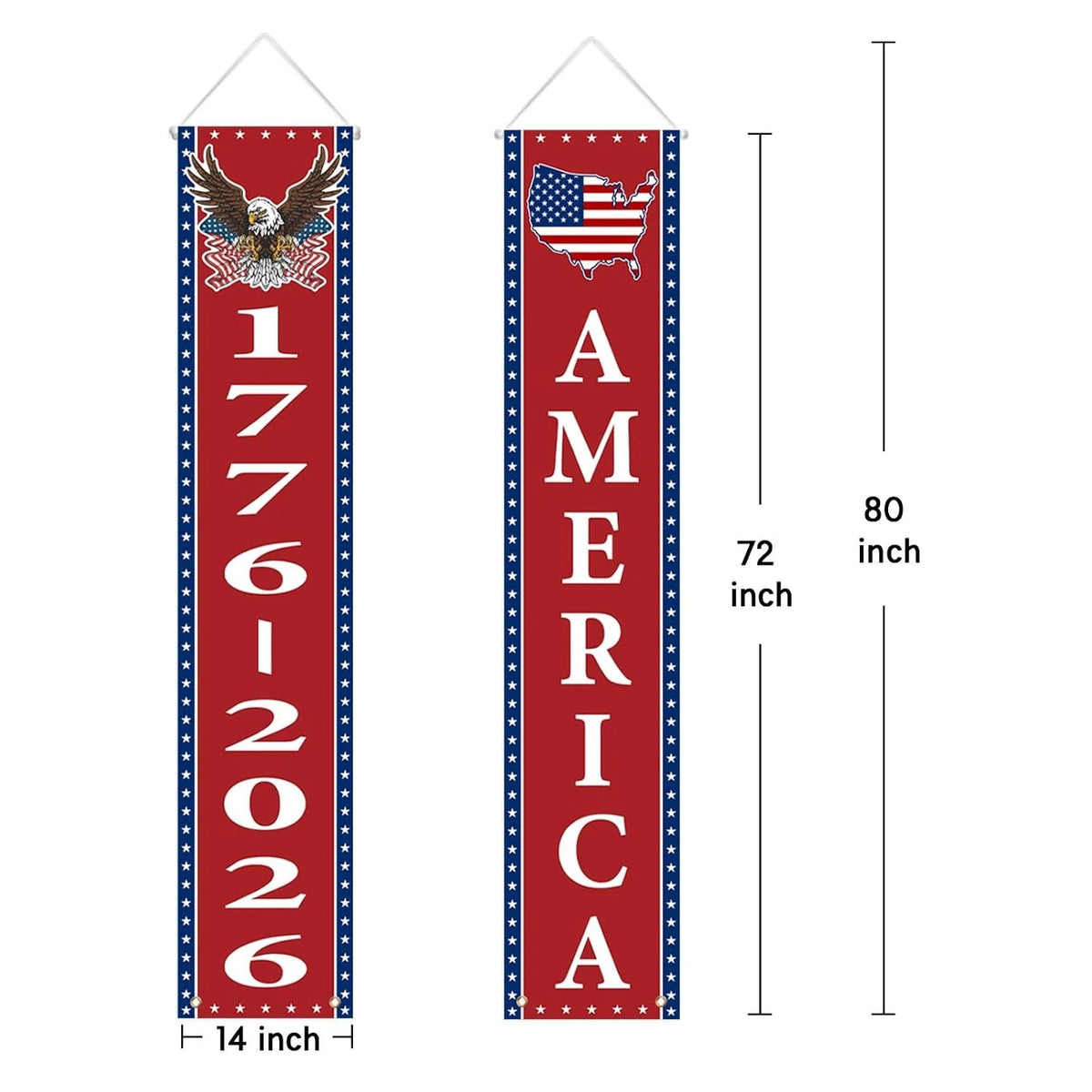 2 Pack American Banners for 4th of July Decorations
