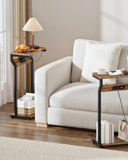Narrow Side Table for CHOEZON (15.7"L x 8.6"W x 26.6"H, Rustic Brown)