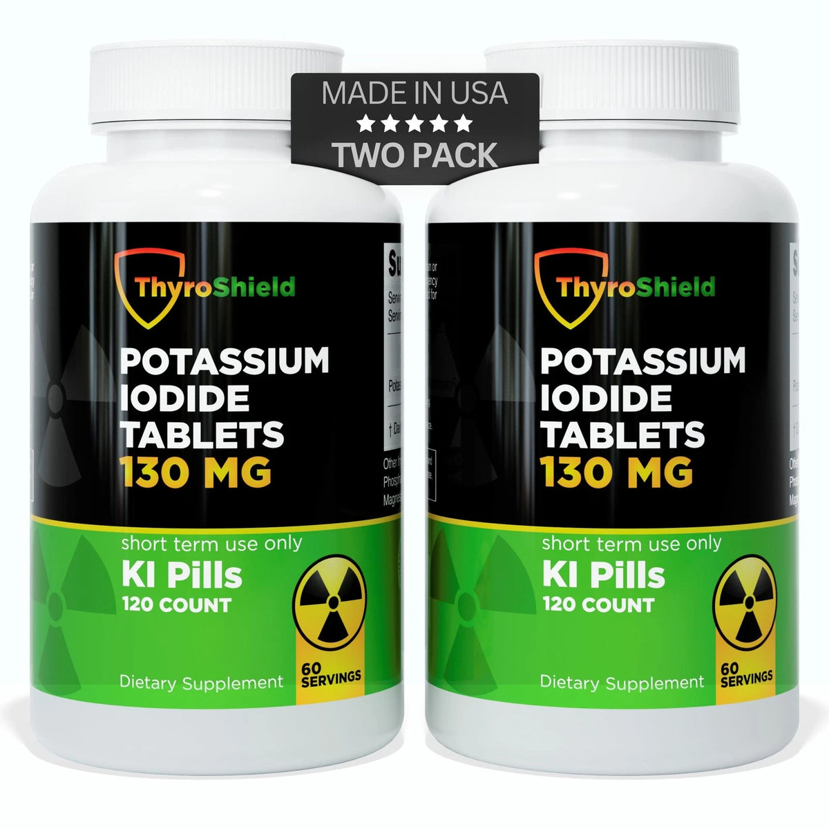 2X Potassium Iodide Tablets 130 mg for Emergency Preparedness (120 ct)