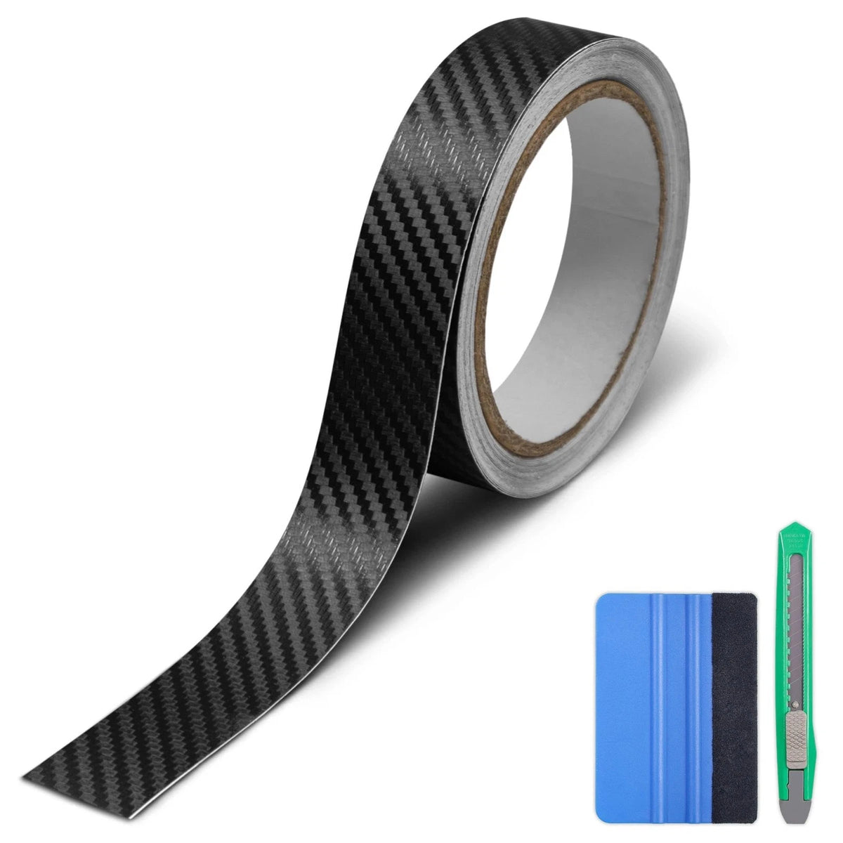 1in x 30ft Chrome Carbon Fiber Vinyl Tape for Automotive Use