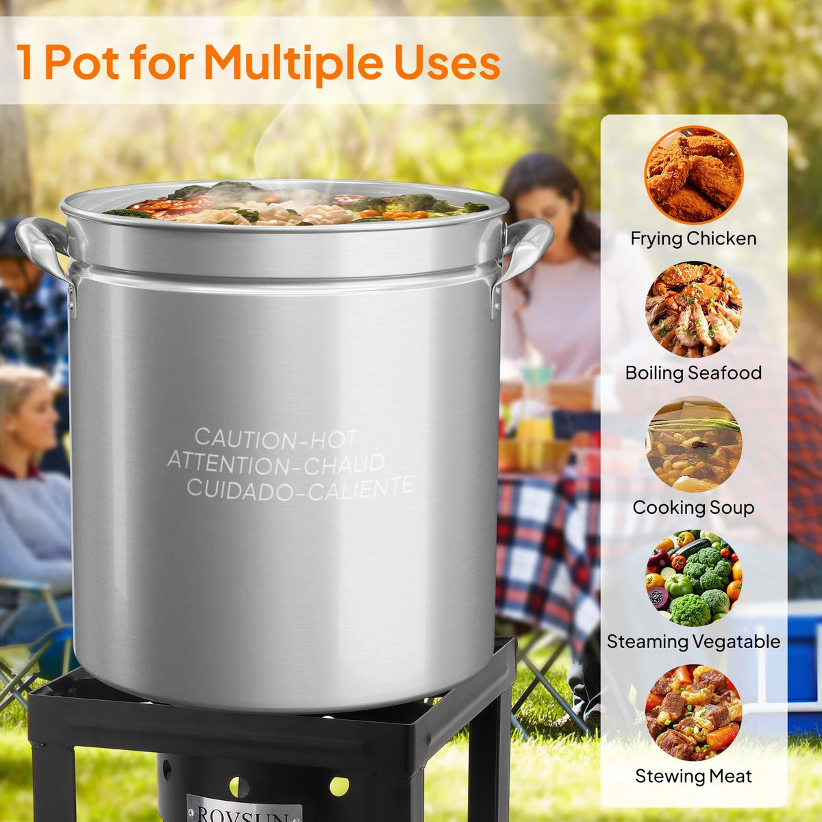 36 Qt. Stainless Steel Turkey Deep Fryer Pot with Lid & Basket