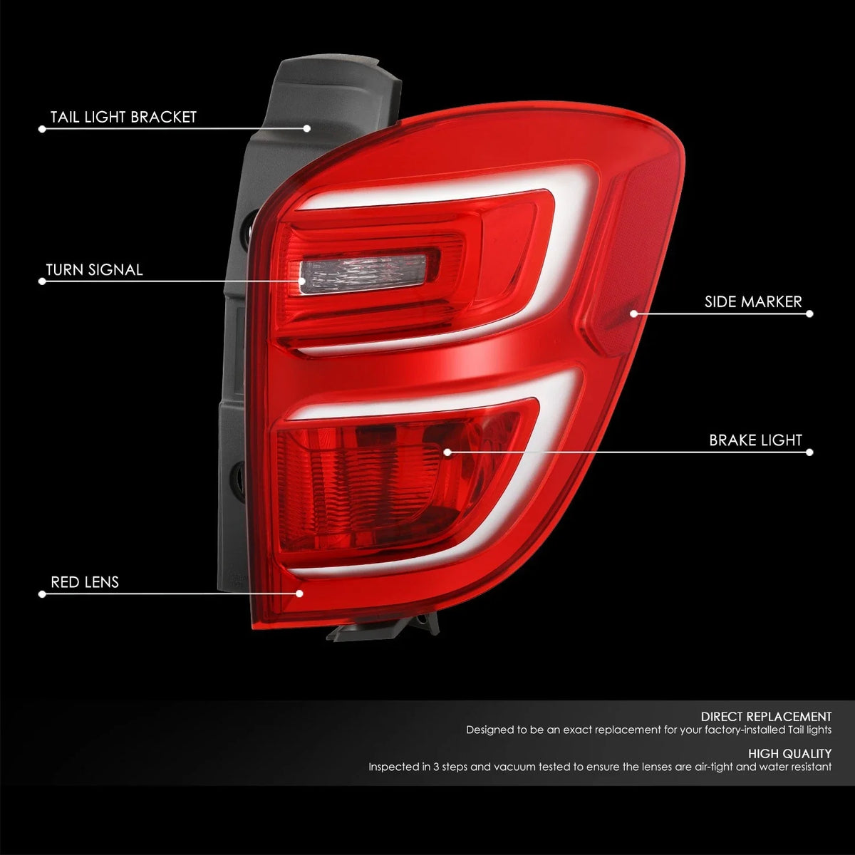 Chrome Housing Red Lens Taillight for Chevrolet Equinox (2016–2017)