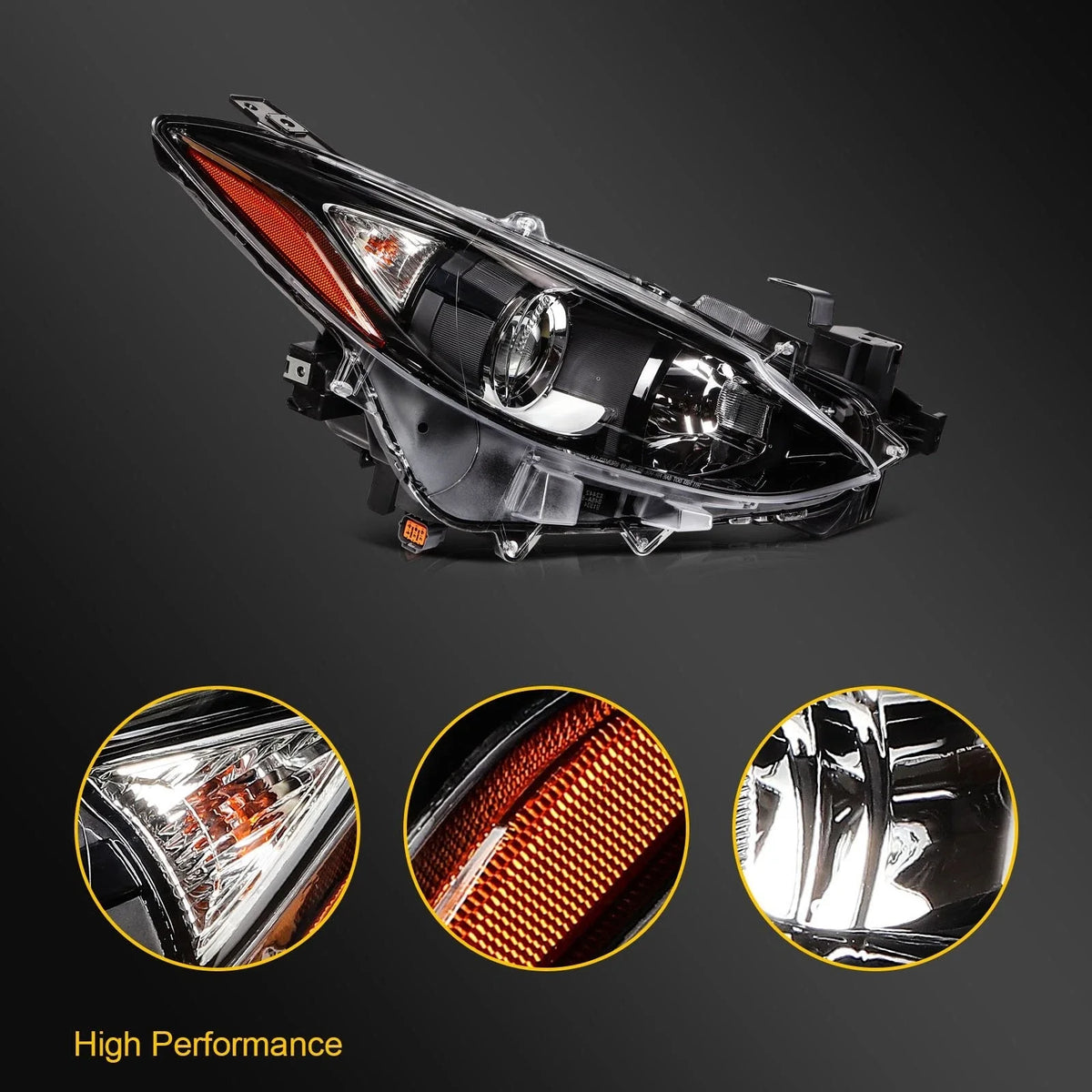 Headlight Assembly for Mazda 3 (2014–2016) with Projector Right Side