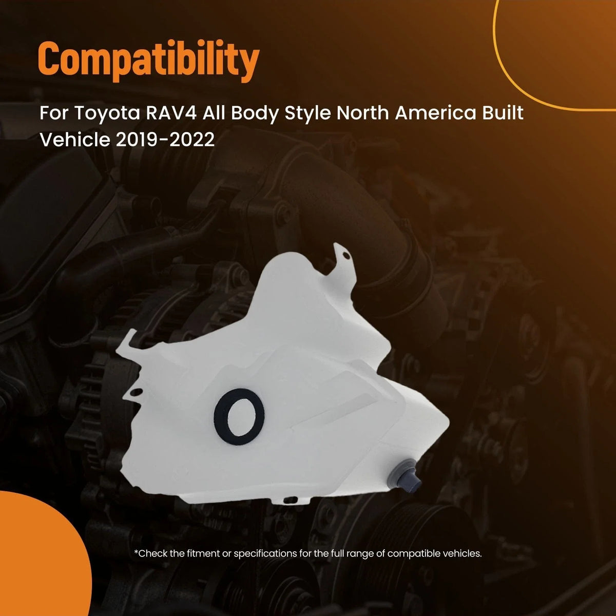 Washer Fluid Reservoir for Toyota RAV4 (2019–2022) with Inlet/Cap/Sensor