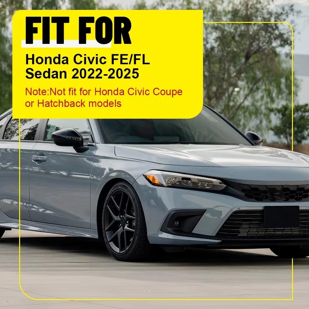 6Pcs Glossy Black Window Pillar Post Cover for Honda Civic FE FL (2022–2025)