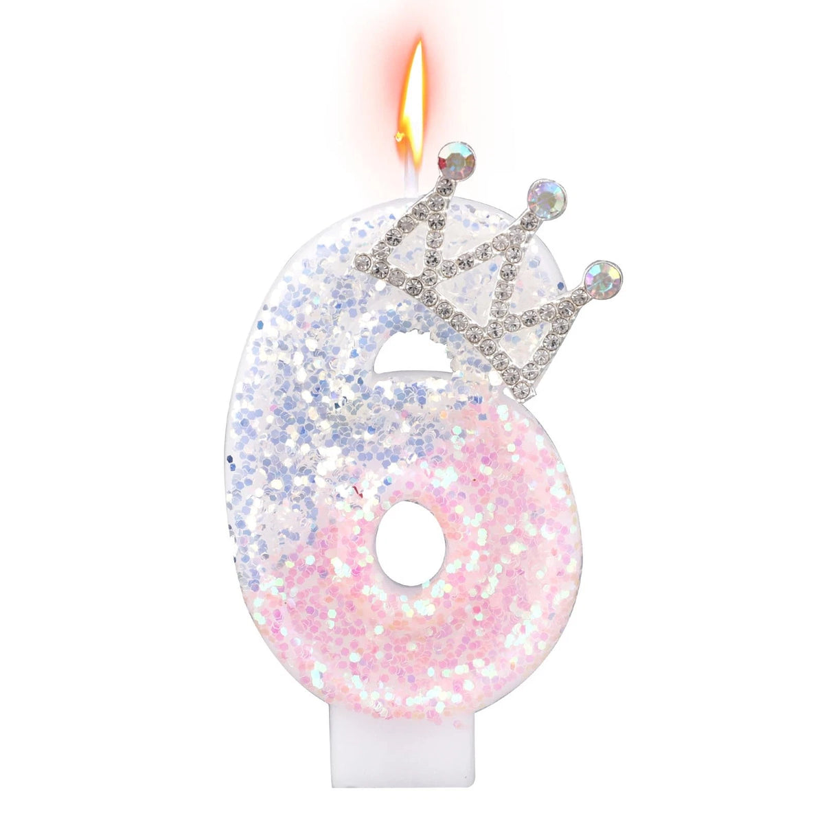 Set of 4 Glitter Pink & Silver Birthday Number Candles for Cake
