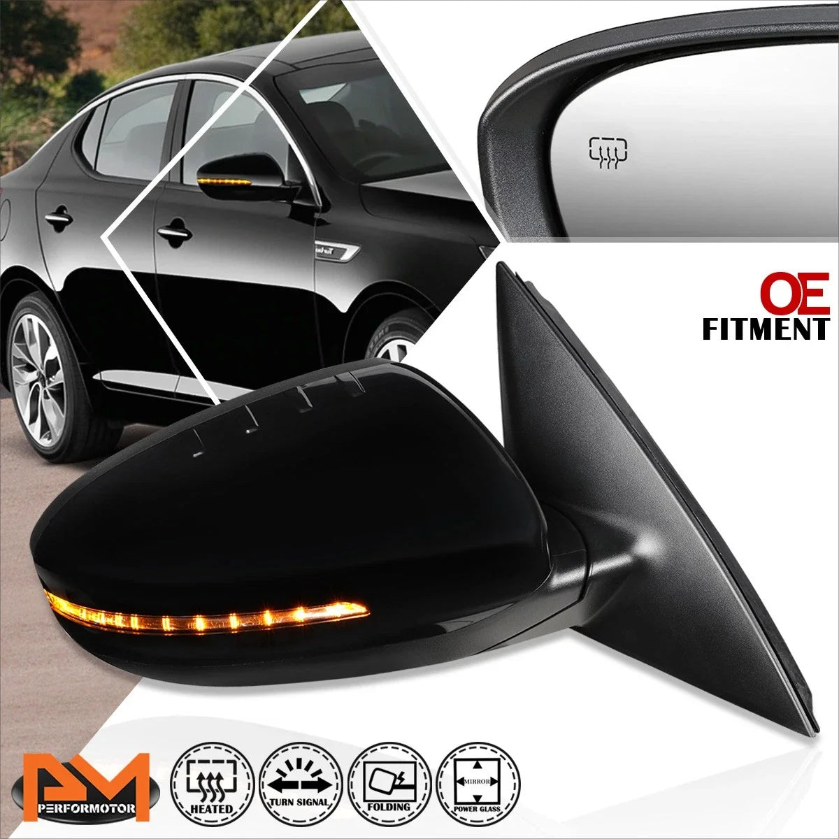 Powered Heated Turn Signal Side View Mirror Right for Kia Optima (2014–2015)