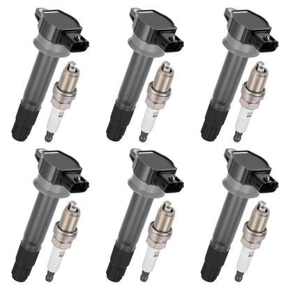 6x Ignition Coil & 6x Spark Plug FK0320 for Mitsubishi Galant (2009–2009) & Endeavor (2010–2011) 3.8L V6