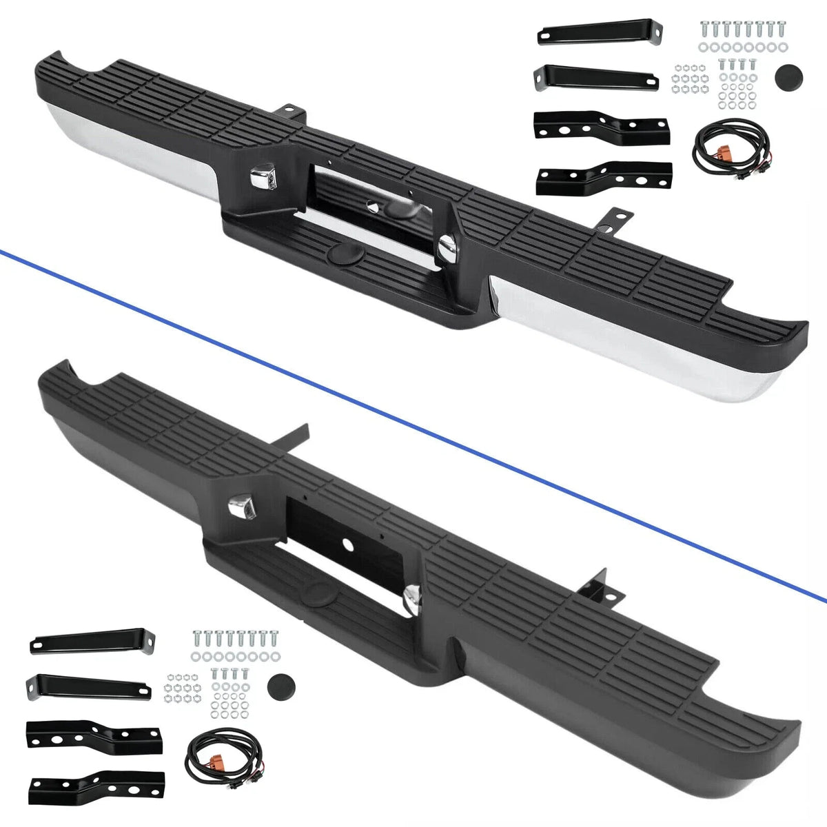 Chrome/Black Rear Step Bumper Face Bar Pad for Ford Ranger (1993–2011)