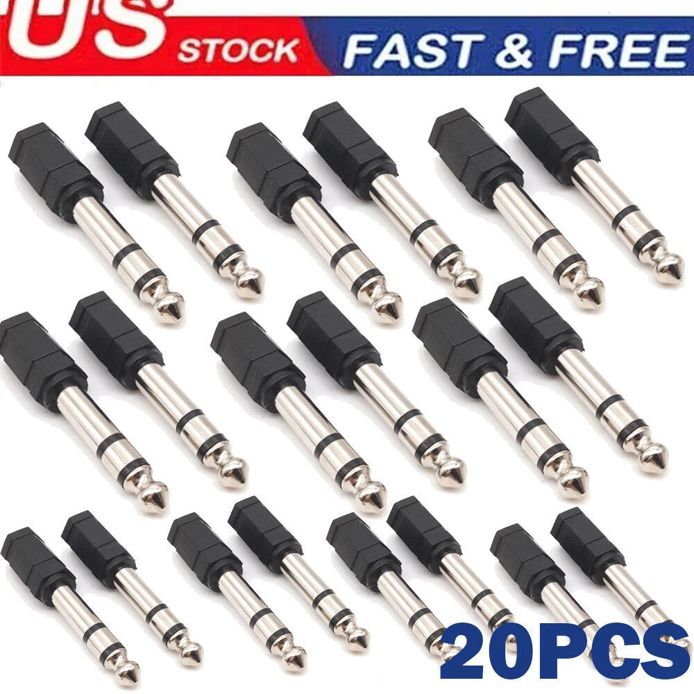 20PCS 3.5mm Stereo F to 1/4" Stereo M Audio Adapters