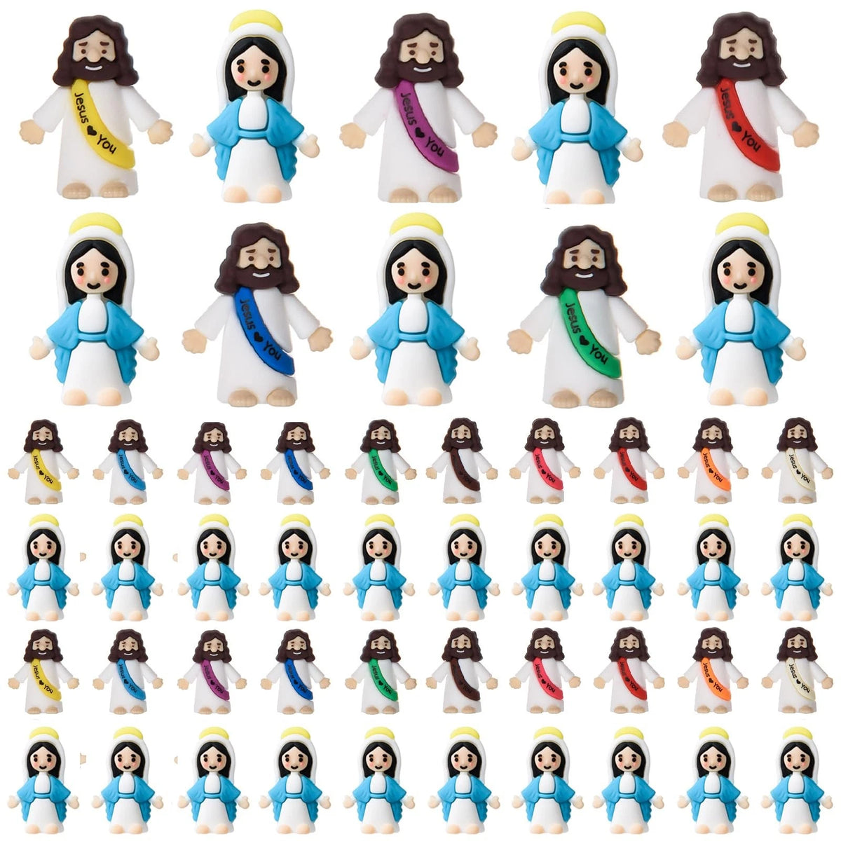 40 Pcs Mini Jesus Loves You Stickers (1.38 x 0.98 inches) Multicolor