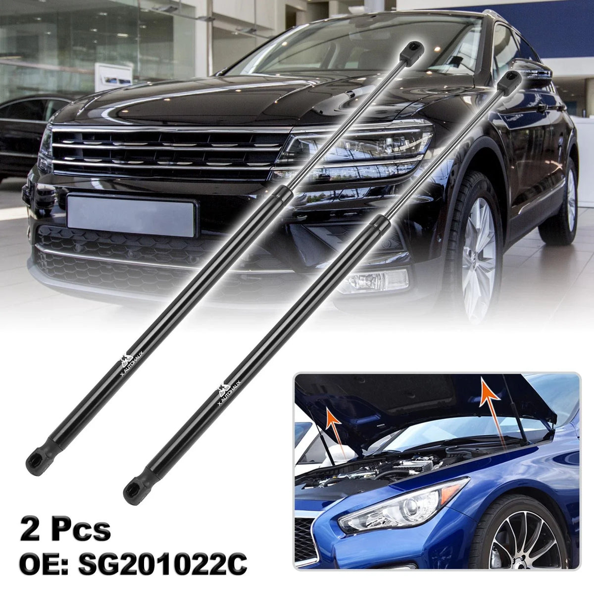 2X Front Hood Lift Supports Struts Gas Spring SG201022C for VW Touareg (2004–2010)