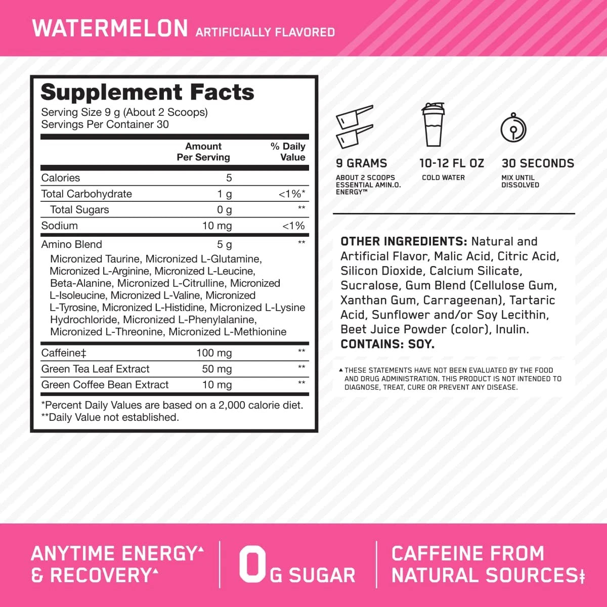 Amino Energy for Pre Workout (Pack of 1) - Watermelon Flavor