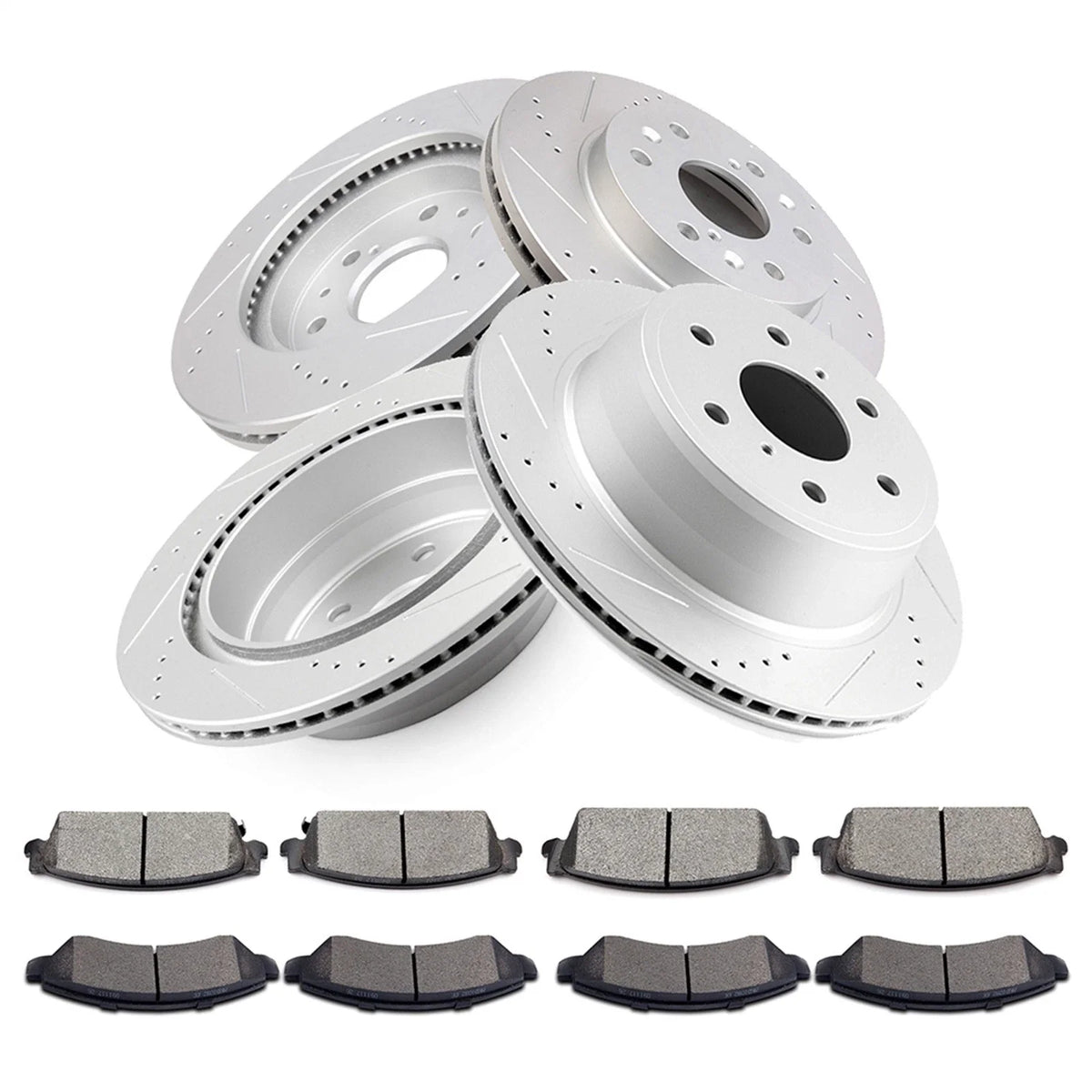 Set of 4 Drilled Rotors & Brake Pads for Chevy GMC Silverado Sierra 1500 Tahoe