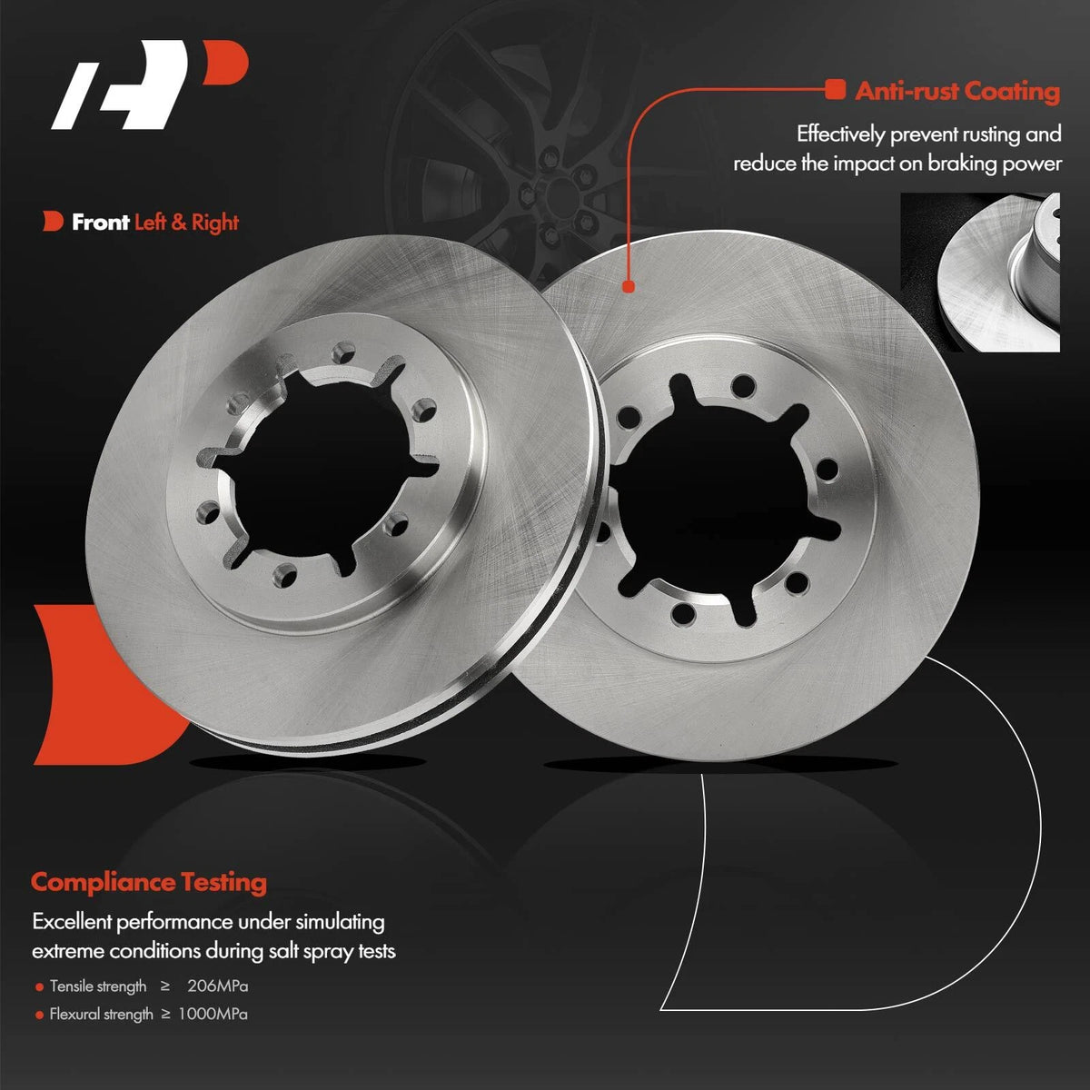 Set of 2 Front Disc Brake Rotors & Ceramic Pads for Nissan Frontier (RWD) (31259, D333, 12142067)