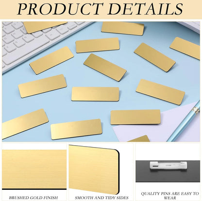 50 Pcs Name Tag Badge Blanks for Geosar-Brushed Gold