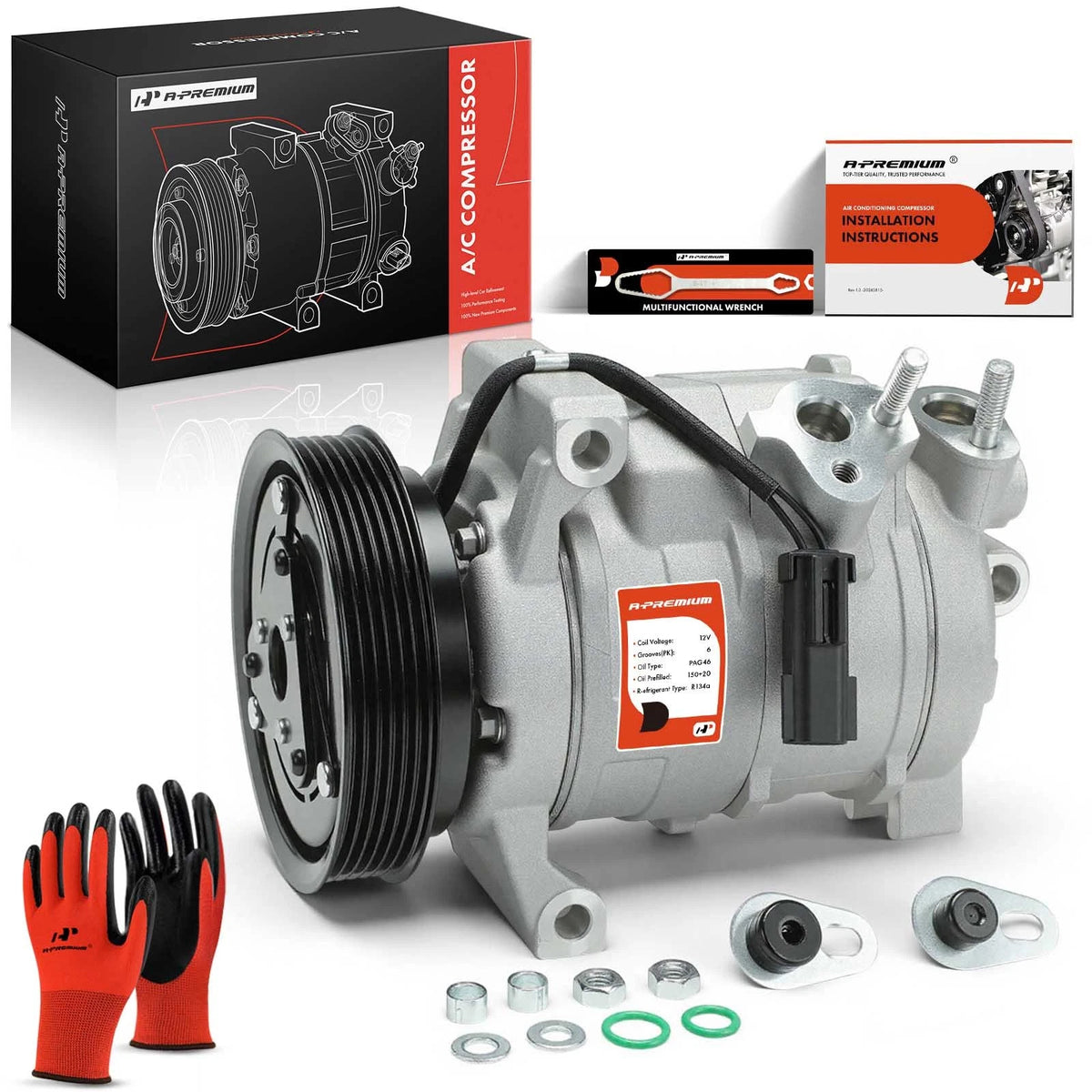 A/C Compressor with Clutch for Dodge Ram 1500 2500 2009–2010 (55111442AD, 55111442AG, RL111442AD, 158377)