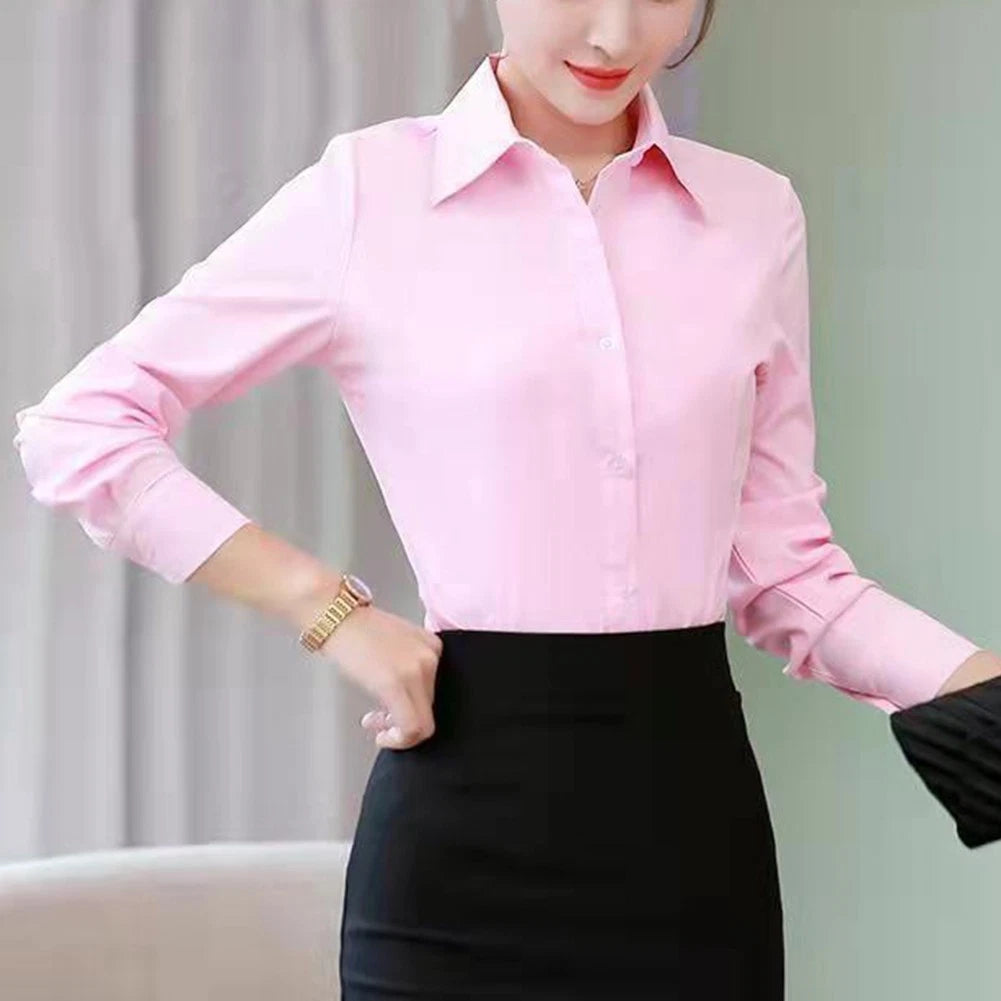 Ladies Office Business Shirt for Women Long Sleeve Blouse
